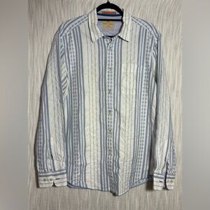 Tommy Bahama White and Blue Striped Button Down Shirt